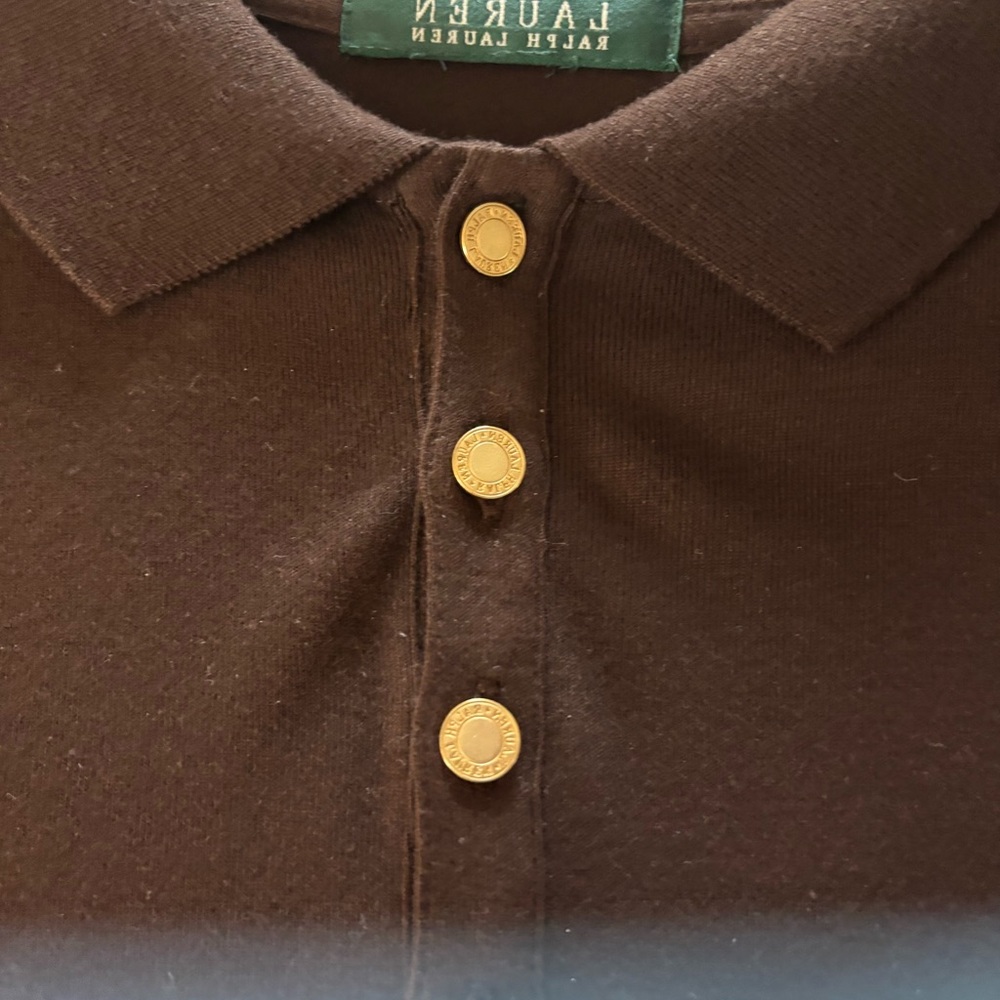 Ralph Lauren Brown Polo Top with Classic Collar